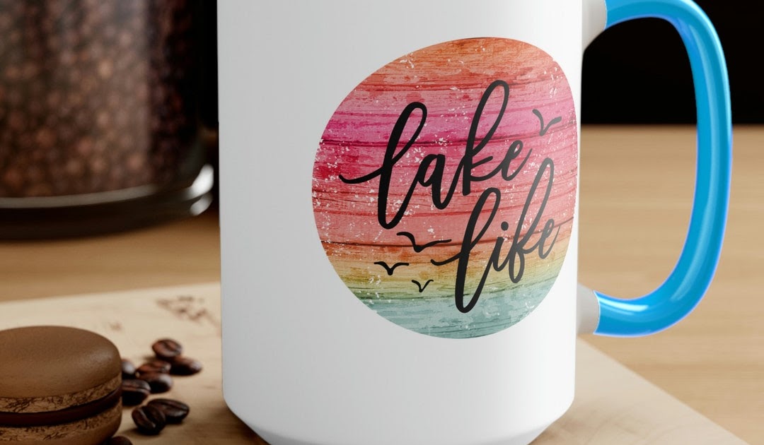 Lake Life Coffee Mug Lakehouse Cup Lake House Decor Accessories Gift for Lake Lovers Retro Sunrise Nature Beach Summer Drinkware by 3DCandleCreations